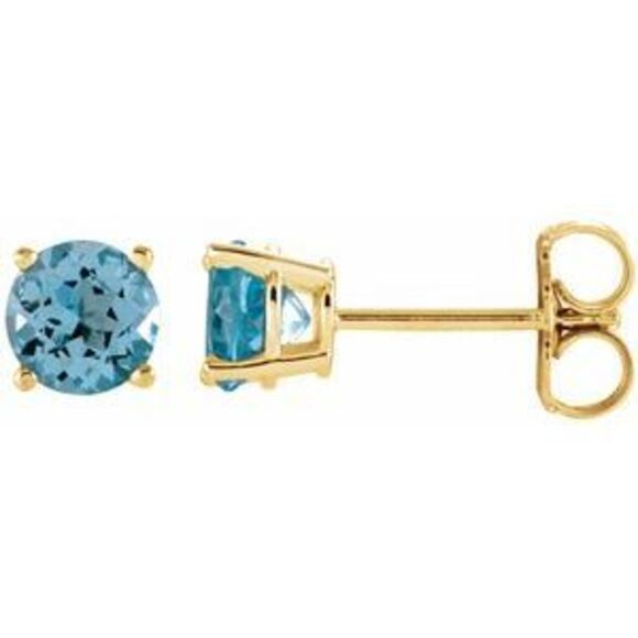 14K Yellow 5 mm Natural Sky Blue Topaz Stud Earrings,All Products : American Fashion Style Bags On Sale